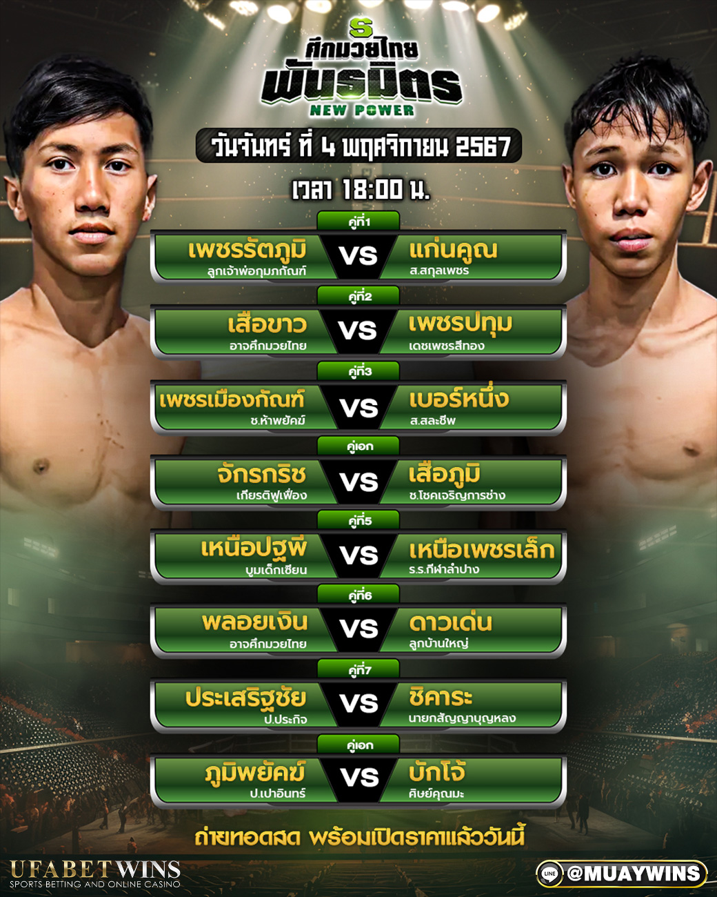 ศึกมวยไทยพันธมิตร มวยวันนี้ 04/11/67