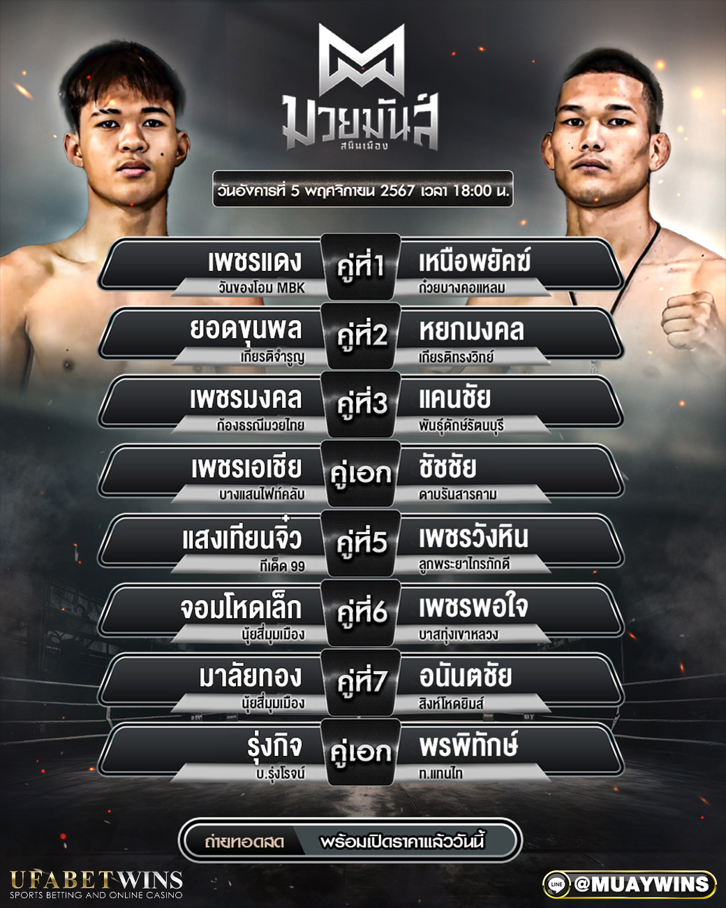 ศึกมวยมันส์สนั่นเมือง มวยวันนี้ 05/11/67