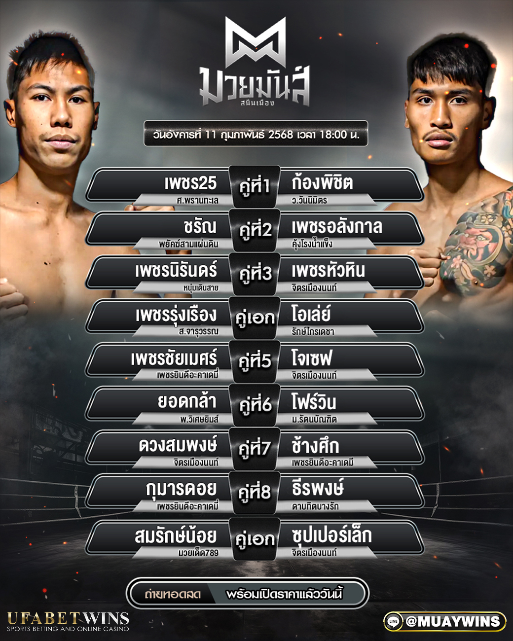ศึกมวยมันสนั่นเมือง มวยวันนี้ 11/02/68
