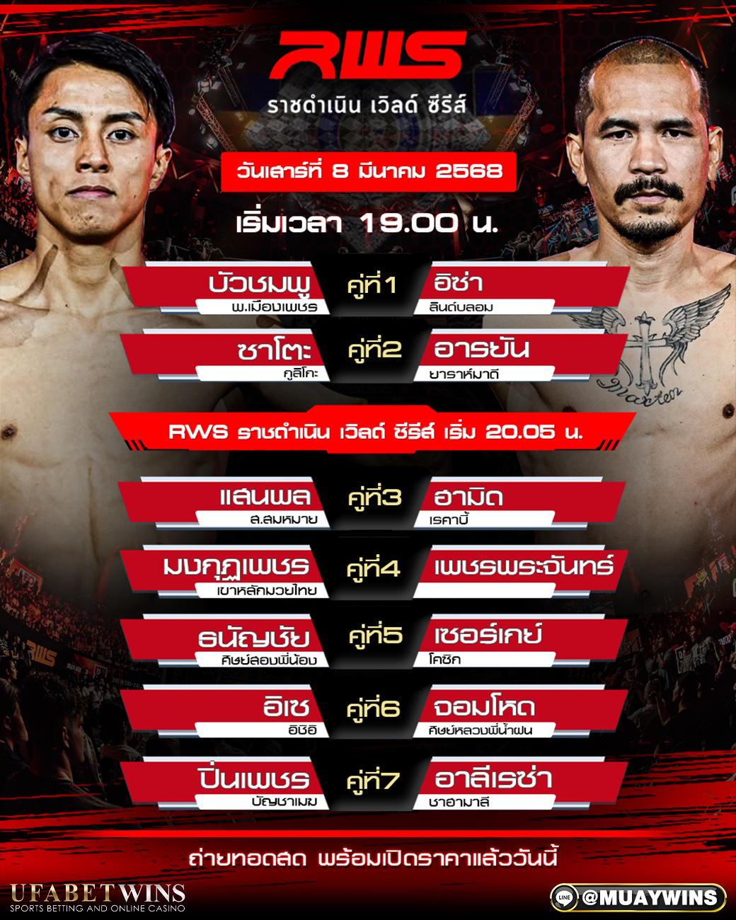 ศึก RWS ราชดำเนิน เวิลด์ ซีรีส์ มวยวันนี้ 08/03/68