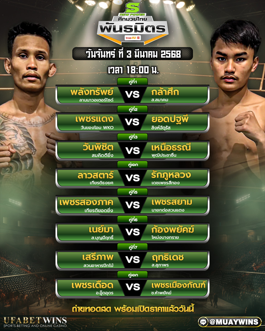 ศึกมวยไทยพันธมิตร มวยวันนี้ 03/03/68