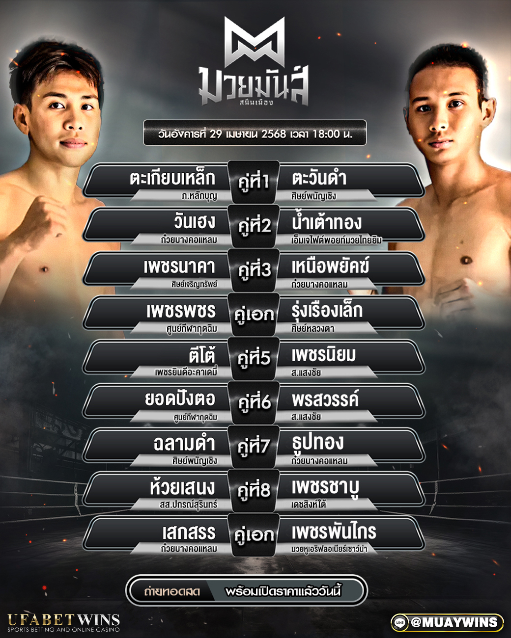 ศึกมวยมันสนั่นเมือง x ภ.หลักบุญ มวยวันนี้ 29/04/68