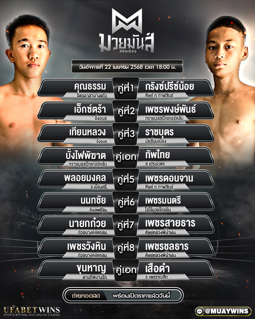ศึกมวยมันส์สนั่นเมือง x ภ.หลักบุญ มวยวันนี้ 22/04/68