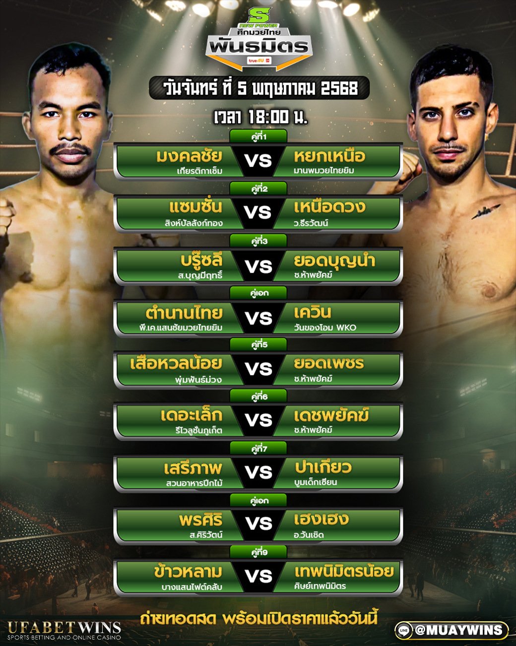 ศึกมวยไทยพันธมิตร มวยวันนี้ 05/05/68