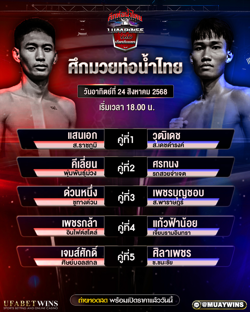 ศึกท่อน้ำไทยเกียรติเพชร TKO มวยวันนี้ 24/08/68