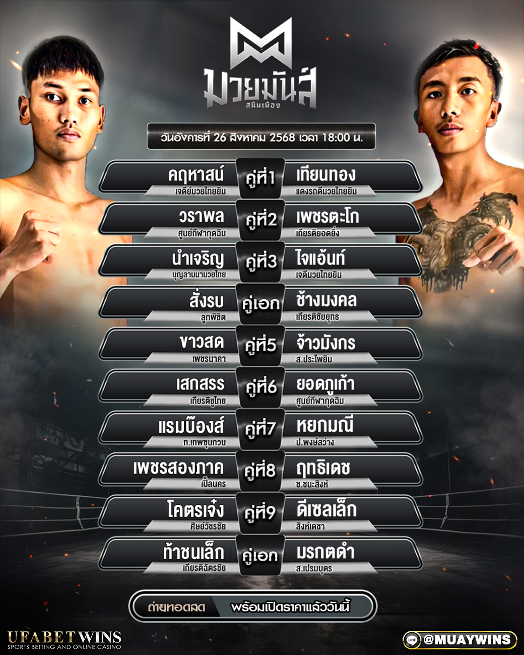 ศึกมวยมันส์สนั่นเมือง x ภ.หลักบุญ มวยวันนี้ 26/08/68