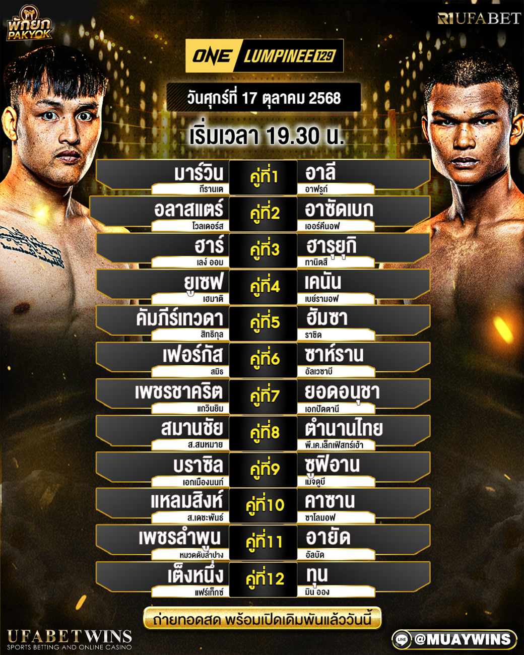 ONE 129 เต็งหนึ่ง vs ทุน มิน ออง